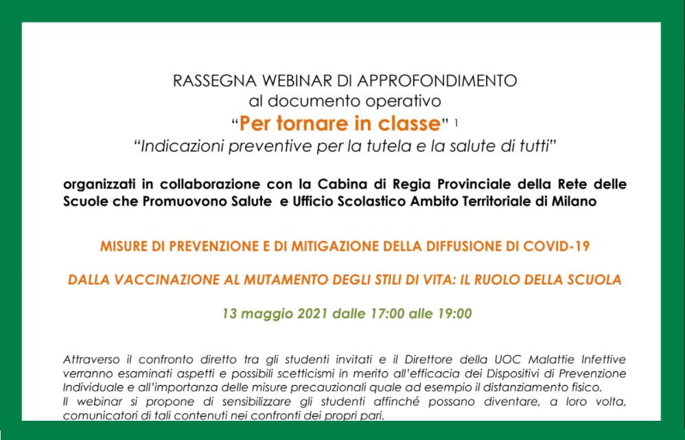 Prima pagina della locandina webinar